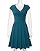 Laksmi Elegant Dresses, Womens Casual Dress A Line Cap Sleeve V Neck (Large, Dark Cyan)