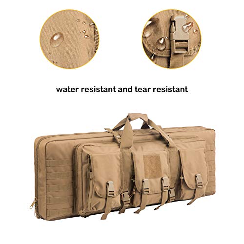 XWLSPORT AK47/AR16 Tactical Rifle Case Double Carbine Bag Outdoor Molle Deluxe Double Rifle Gun Bag Padded Long Gun Case & Rifle Storage Backpack(2 Sizes and 6 Colors to chooese from) (TAN, 42inch) - Thumbnail 6