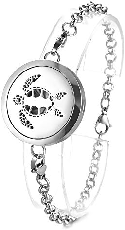 Garden Charms Perfume Locket 316L Stainless Steel Bracelet Magnetic Bangle Sea Turtle Crystal 2 Styles GCVA-452