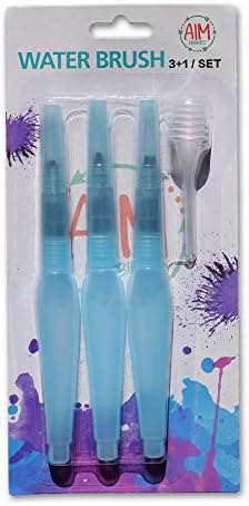 AIM HOBBIES 3-Piece Water Brush Pen Set with Bonus Water Dropper, White