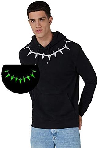 Melcom Glow in Dark Necklace Design Black Sweatshirt for Men