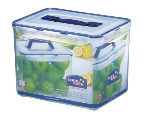 Lock&Lock Classics Tall Rectangular Container With Handle And Tray, 12 Litres, Clear