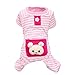 Puppy Clothes,Haoricu Small Pet Stripes Pajamas Jumpsuits Coat Apparel Clothing (M, Pink)