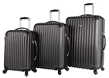 Lucas Outlander Hard Case 3 Piece Expandable Rolling Suitcase Sets With Spinner Wheels (One Size, Graphite)