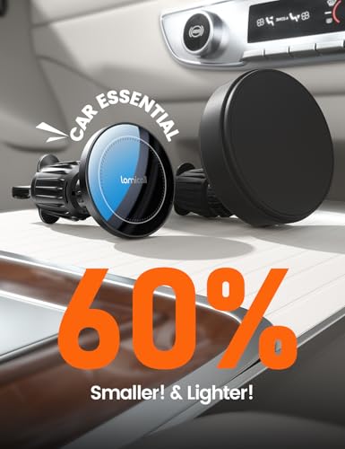 Lamicall 15W for Magsafe Car Mount Charger - [3-in-1 Upgraded Intelligent Chip] 360° Wireless Car Phone Holder Charger Vent Dashboard Magnetic Phone Holders for iPhone 17 Pro Max, Air, 16 15 Pro Max