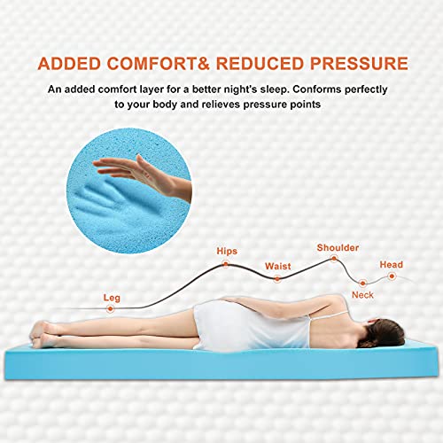 OYT King Size Mattress Topper,2 Inch Gel Memory Foam Mattress Topper