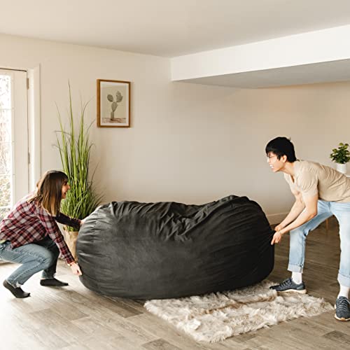 Big Joe Fuf XL Foam Filled Bean Bag Chair with Removable Cover, Black