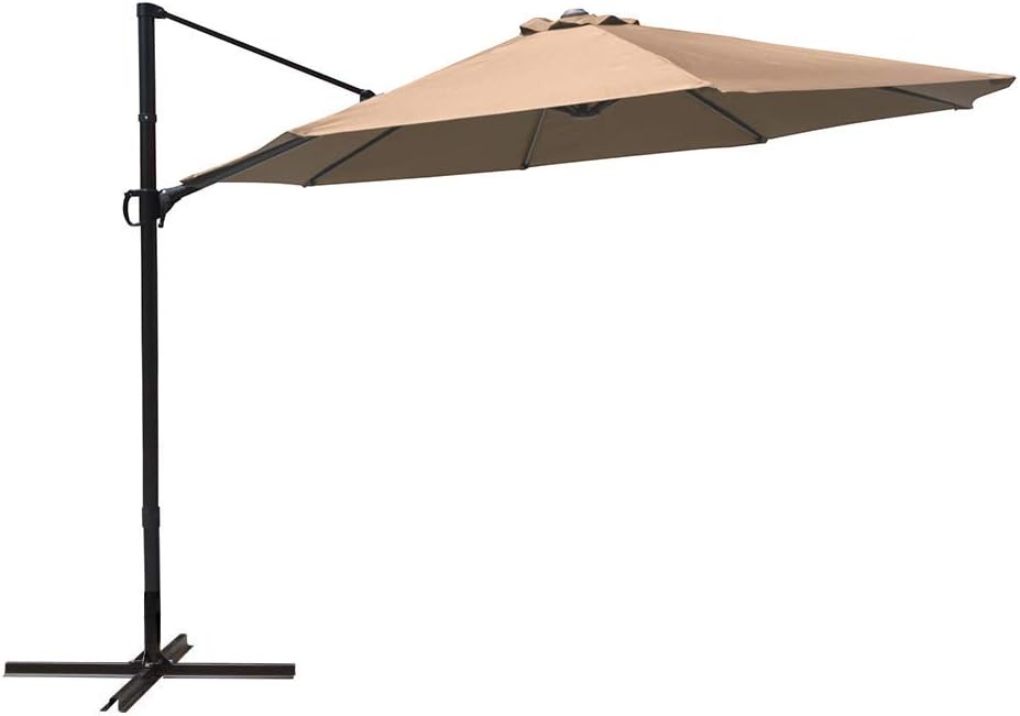 Amazon Com Cobana 10ft Cantilever Offset Patio Umbrella With Vertical Tilt And 360 Degree Rotation Function Beige Garden Outdoor