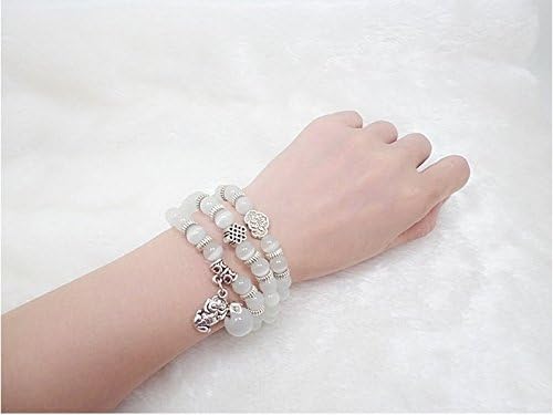 Fashion cat Noble natural opal White crystal ball female Hand Jewelry mythical wild animal beads bracelet