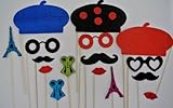 Parisian Inspired Deluxe Kit Photo Booth Props Mustache on a Stick Mustache bash France se la vie... oh lala  Props