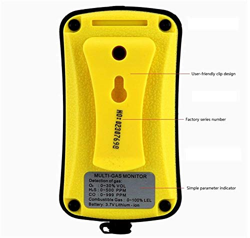 Multi Gas Monitor Handheld Gas Detector Digital LCD Display Backlit Rechargeable Battery Sound Light Alarm 4 in 1 Gas Analyzer