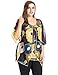 Chicwe Women's Plus Size Floral Printed Top Blouse with Metal Trim and Bell Sleeves