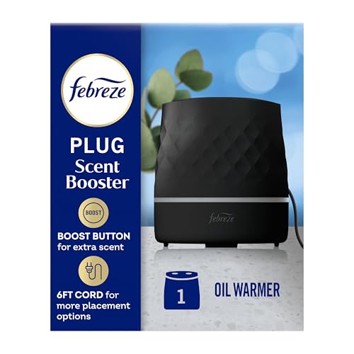 Febreze Plug Scent Booster in Black, Continuous Scent Device Oil Diffuser, Compatible with Febreze Air Freshener Plug in Refills, Giftable for Holidays