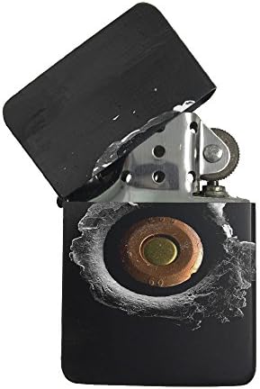 Bullet Hole Black Flip Top Cigarette Lighter