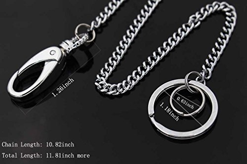 Liangery Wallet Chain, Wallet Long Purse Chain Punk Key Chain with Chain for Biker Trucker Motorcycle Pants Jean, Silver 11.81 inch for Men Women