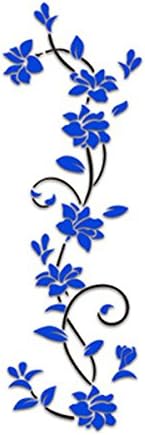 Shichique 3D Acrylic Wall Stickers for Room Decoration Sea Blue Rose 11.8x39.4inch Removable Art Wall Stickers Home Decor Wall Decors Pre-Adhesive