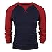 Zeagoo Coofandy Men's Long Sleeve T-Shirt Tee Cotton Plain Raglan Baseball Shirts Navy Blue