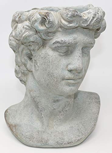 Pflanztopf Büste Adonis, Zement, grau, 27 cm, Blumentopf Kopf Antik Design Pflanzkopf – Bild 6