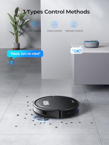 Laresar Clean 8000Pa Robot Vacuum Cleaner with Mop, Robotic Vacuum with Remote Control, Voice, Alexa/APP, 180mins Runtime, Robot Hoover with Auto Carpet Boost, Ideal for Pet Hair, Hard Floors, Carpet