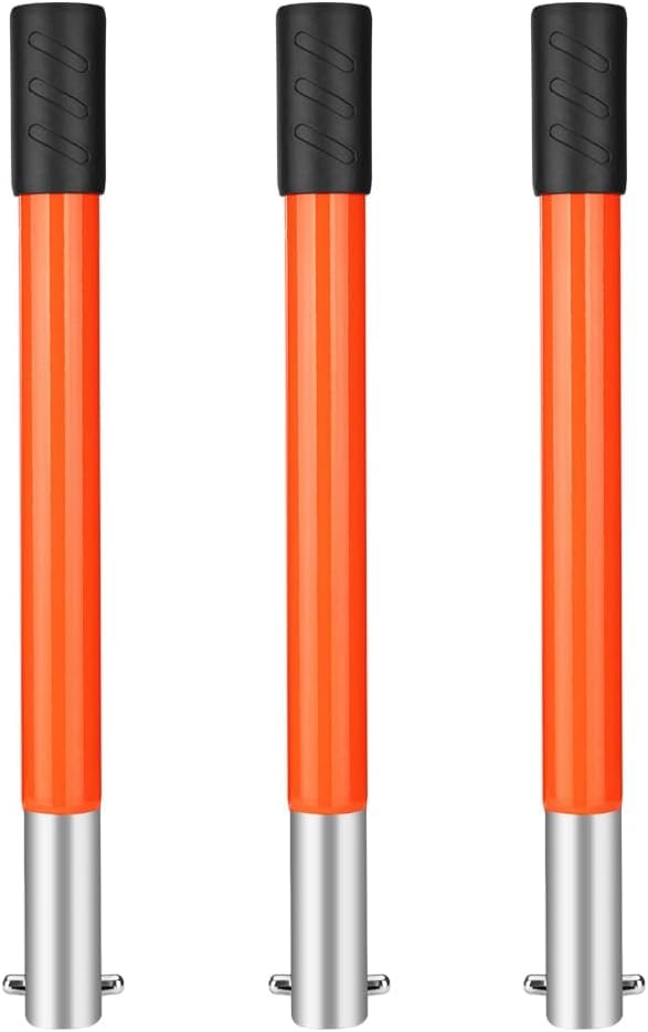 Eyein 25cm Stainless Steel Extension Handles, Suitable for the Swivel Bin & Rake & Spade Kit (Orange, 3 PCS)