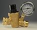 RV Rhodes Water Pressure Regulator Valve, Brass Lead-Free Adjustable Water Pressure Reducer with Gauge for RV Camper, Includes Inlet Screened Filter