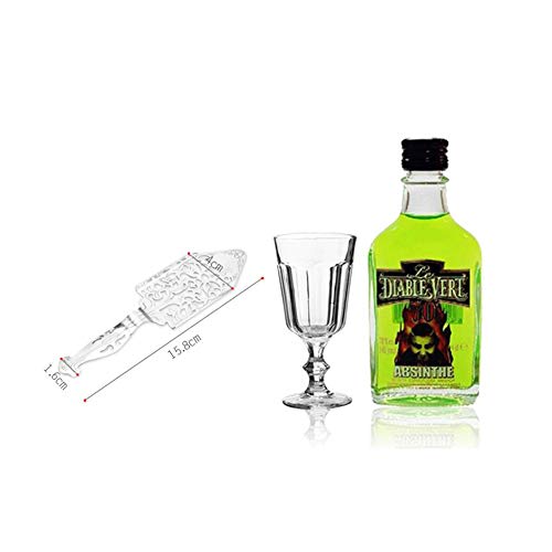 VANGOAL Stainless Steel Absinthe Spoon, Original Gothic Absinthe Fountain Spoon Dripper for Absinthe Glasses Sugar Cube, Exquisite Hollowed-out Spoon Cocktail Bar Scoop Filter Spoon (Silver)