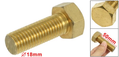 18mm x 50mm Thread Hex Head Cap Screw Brass Fastener