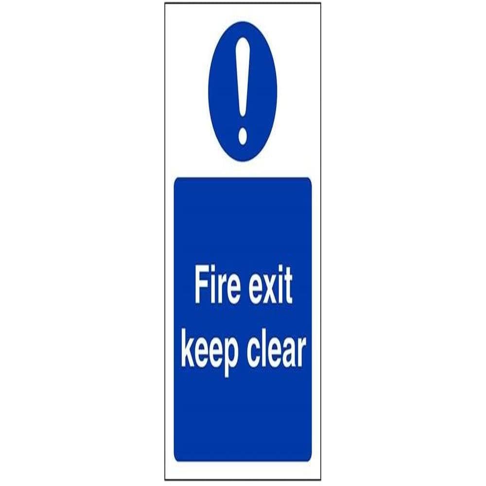 V Safety Fire Exit Keep Clear Sign - Portrait - 100mm x 150mm - 1mm Rigid Plastic