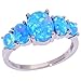 CiNily Blue Fire Opal Silver Plated Women Jewelry Gemstone Ring Size 6