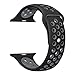 Gersymi Tech Sport Silicone Replacement Strap Band with Adjustable Buckle and Quick Release for Apple Series 2 iWatch - Large - Black / Gray