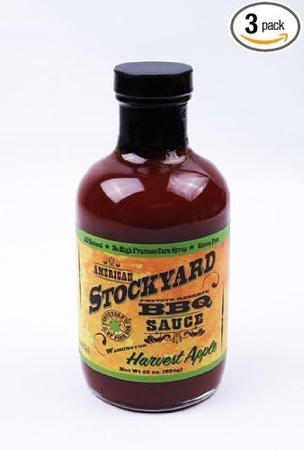 American Stockyard Private Reserve BBQ Sauce 22oz Glass Bottle (Pack of 3) Select Flavor Below (Washington Harvest Apple)