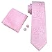 Hi-Tie Silk Paisley Ties for Men Necktie Pocket Square Cufflinks Set Foral Tie Sets Formal Business,Pink