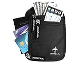 WINCAN RFID Neck Wallet Blocking- Concealed Passport Holder & Travel Pouch (Black)