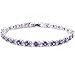 RIZILIA Round Simulated Purple Amethyst and White Cubic Zirconia 18K White Gold Plated Tennis Bracelet, 7