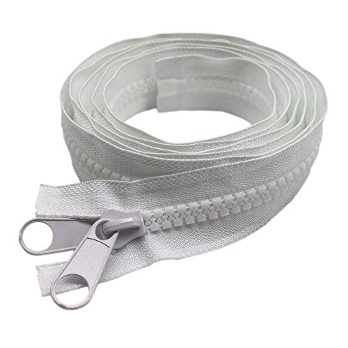 YaHoGa 2PCS 10 60 Inch Separating Large Plastic Zippers White with