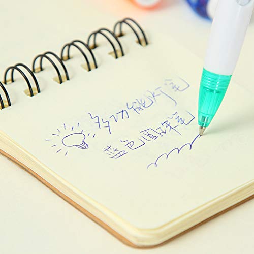 CactusAngui 2Pcs Creative Multifunctional School Office Supply Ballpoint Pen with LED Light Random Color