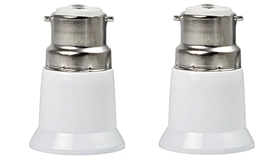 2 Pcs Light Bulb Lamp Holder Socket Converter Bayonet Socket Adapter,B22 to E27 Socket Converter, Bayonet to Screw Edison, BC to ES Lamp Base Adapter for LED Bulbs and Incandescent Bulbs and CFL Bulbs