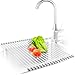 KIBEE RACK-2T-18 Dish Drying Rack Stainless Steel Roll Up Over The Sink Drainer Gadget Tool for Many Kitchen Task(Gray,Large) primary