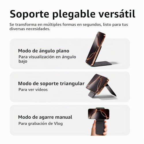 Bettdow Trípode Magnético para iPhone 17/16/15/14/13/12, Soporte de Trípode Portátil con Tarjetero para Autoligar, Surf, Fotografía Macro, Videollamadas, Negro