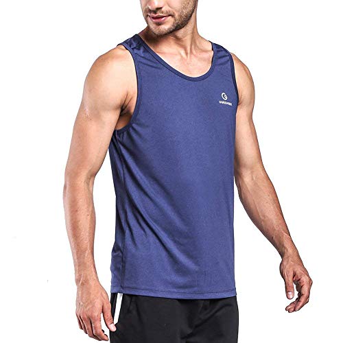 Ogeenier Men's Training Quick-Dry Sports Tank Top Shirt for Gym Fitness,Green,Blue,Red,L - Thumbnail 2