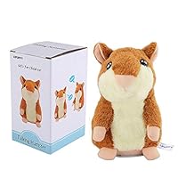 APUPPY Mimicry Pet Talking Hamster Repeats What You Say Plush Animal Toy Electronic Hamster Mouse for Boy and Girl Gift,3 x 5.7 inches (Brown)