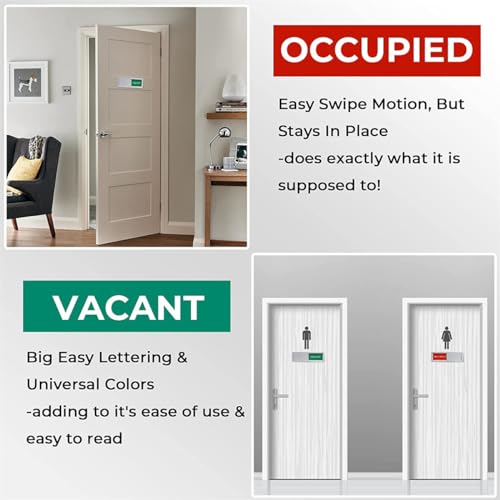 Yevtaht Vacant Occupied Privacy Sign, Door Sign For Home Office Restroom Conference Hotels Hospital, Slider Indicator Tells Whether Room Or Occupied, 7'' X 2'' - Silver
