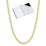 The Bling Factory 2.3mm 24K Gold Plated Ball Chain Necklace, 24