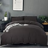 Balichun Duvet Cover Set King Size Premium with Zipper Closure Hotel Quality Wrinkle and Fade Resistant Ultra Soft -3 Piece-1 Microfiber Duvet Cover Matching 2 Pillow Shams (Dark Gray, King)