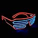 PINFOX Glow Shutter Neon Rave Glasses El Wire Flashing LED Sunglasses Light Up DJ Costumes For Party, 80s, EDM RB03 (Red - Blue)