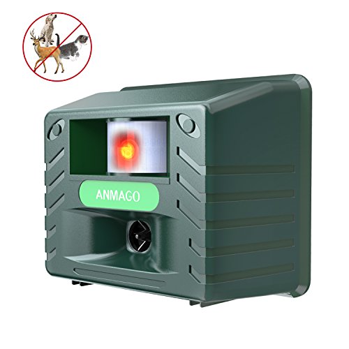 Animal Repeller Ultrasonic Repellent, Electronic Cat and Dog Repellent, Pest Animal Control Device with Motion Sensor & Strobe light - Repel Deer Raccoon Dogs Cats Chipmunk Rabbits Birds