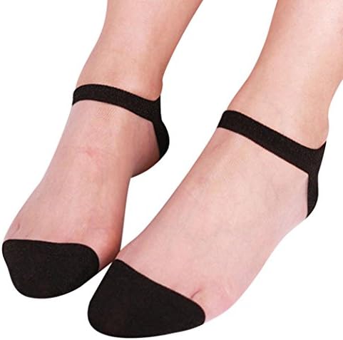 Loveberry Summer Women Ladies Sheer Silky Glitter Transparent Short Stockings Ankle Socks (B)