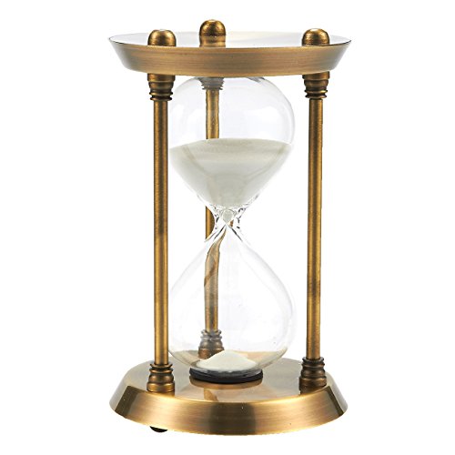 Sand Glass Hourglass Timer - 30 Minute White Sand Timer Hand-Blown Durable Glass Hourglass Sand Clock - 4.1 x 6.7 x 4.1 Inches