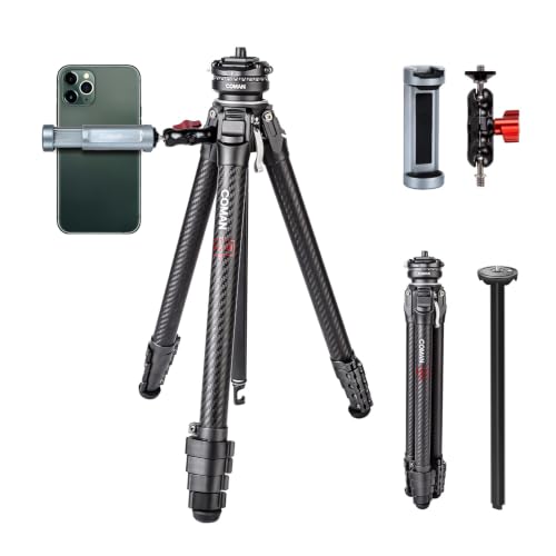 COMAN Zero F38 Carbon Fiber Kamerastativ mit 360° Panoramakugelkopf und Video Stative für alle DSLR-Kameras, Leichtes Reisestativ mit 15,3–156,7 cm Hö