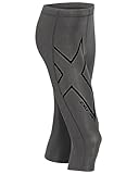 2XU Mens Hyoptik 3/4 Compression Tights, Steel/black Reflective, Large